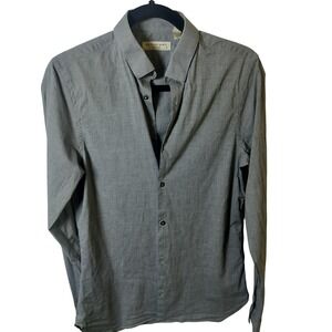 Burberry London Mens Grey Cotton Blend Button Down Shirt Made in Italy Size M